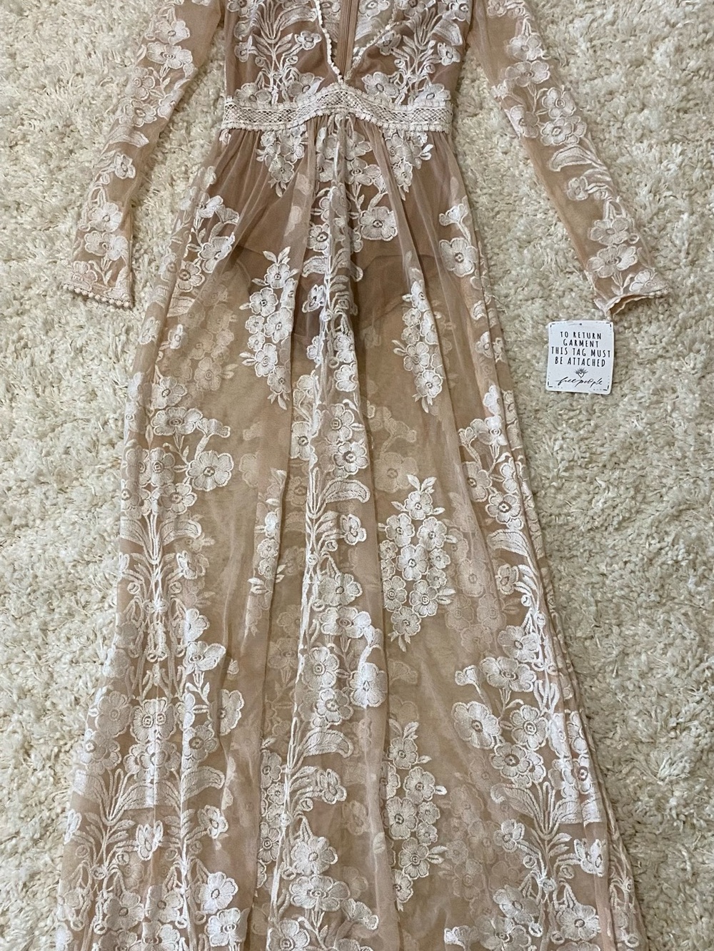 For Love & Lemons Temecula Maxi Dress with White Floral Lace - Picture 6 of 6